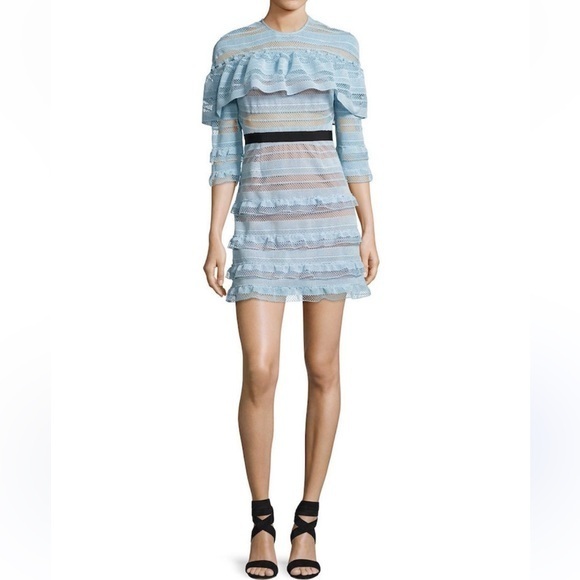 Cherie Dresses & Skirts - Cherie Blue Mini Grid Ruffle Black. And Retro Avant Garde Mini Dress Size Small